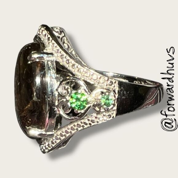 Seraphinite Fashion Ring with Emerald Size 7 - Picture 7 of 12